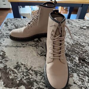 Dr. Martens Beige Lace-Up Combat Boots